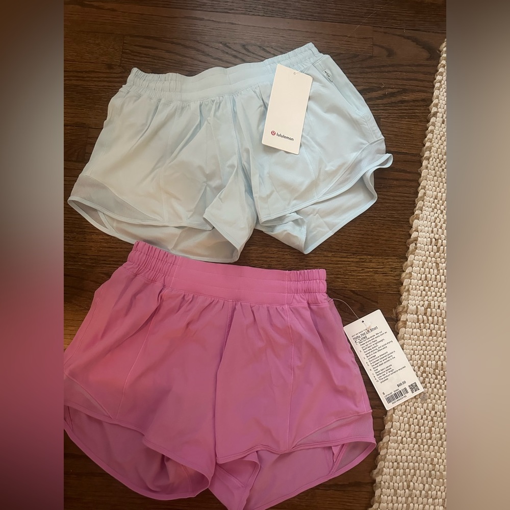 Size 6 lululemon shorts. $30 each! Blue & pink